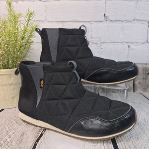 TEVA REEMBER MID TOP BOOT WOMENS BLACK QUILTED NYLON WINTER RAIN SIZE 6